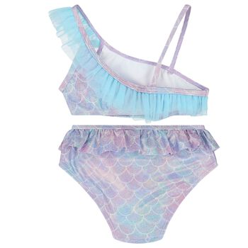 Girls Purple & Blue Metallic Mermaid Bikini