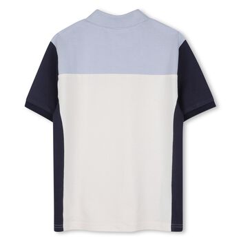 Boys Ivory, Blue & Navy Blue Logo Polo Shirt