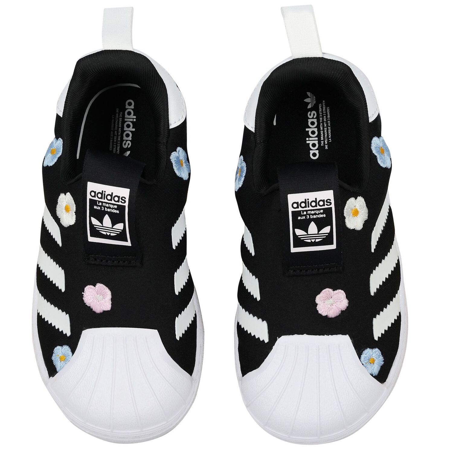 Girls Black & White Superstar 360 Trainers, 1, hi-res image number null