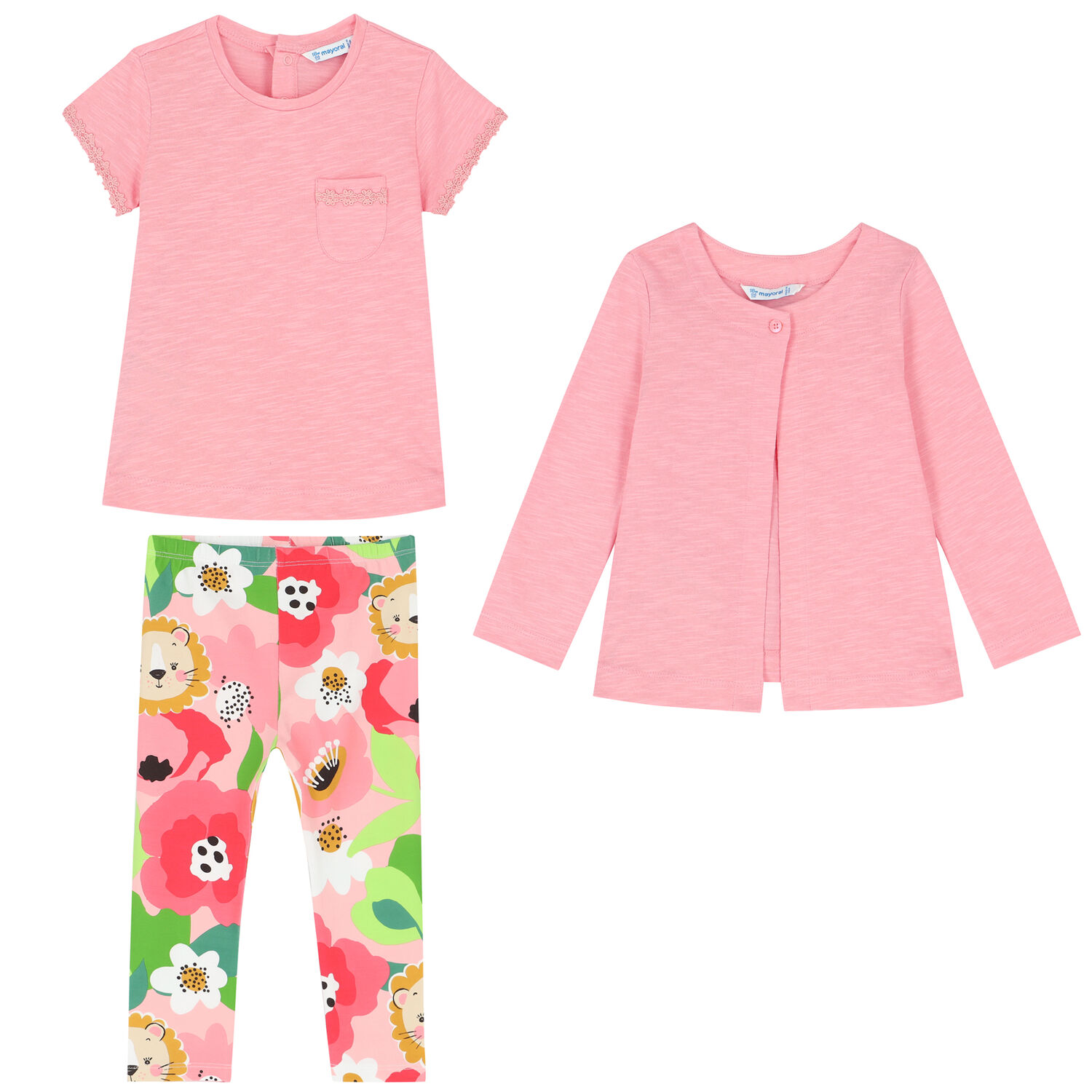 Younger Girls Pink Leggings Set, 1, hi-res