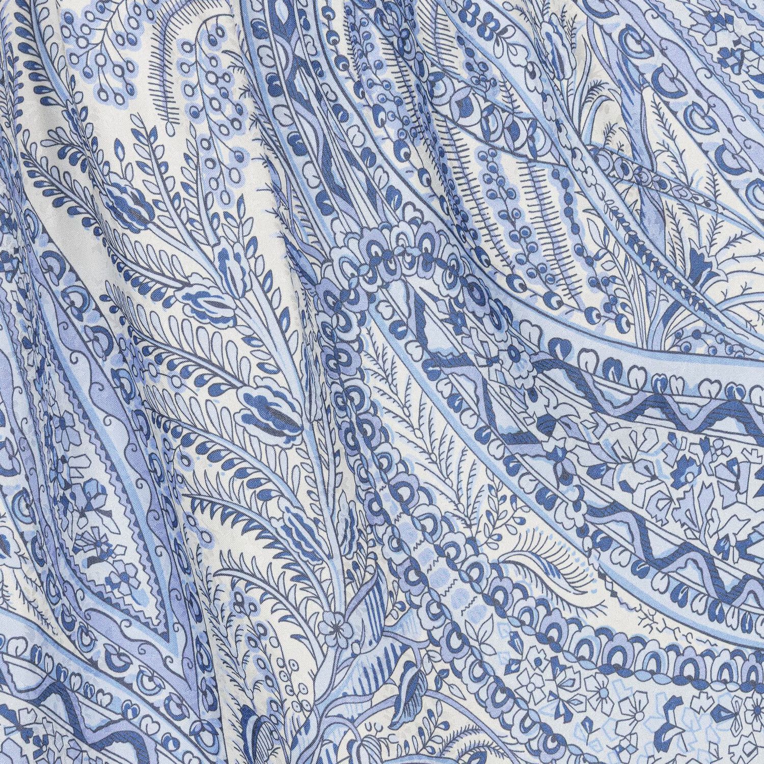 Girls Ivory & Blue Floral Paisley Dress , 1, hi-res