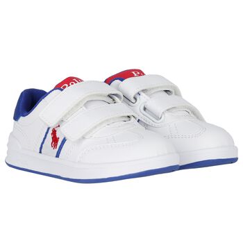 Younger Boys White Logo Trainers