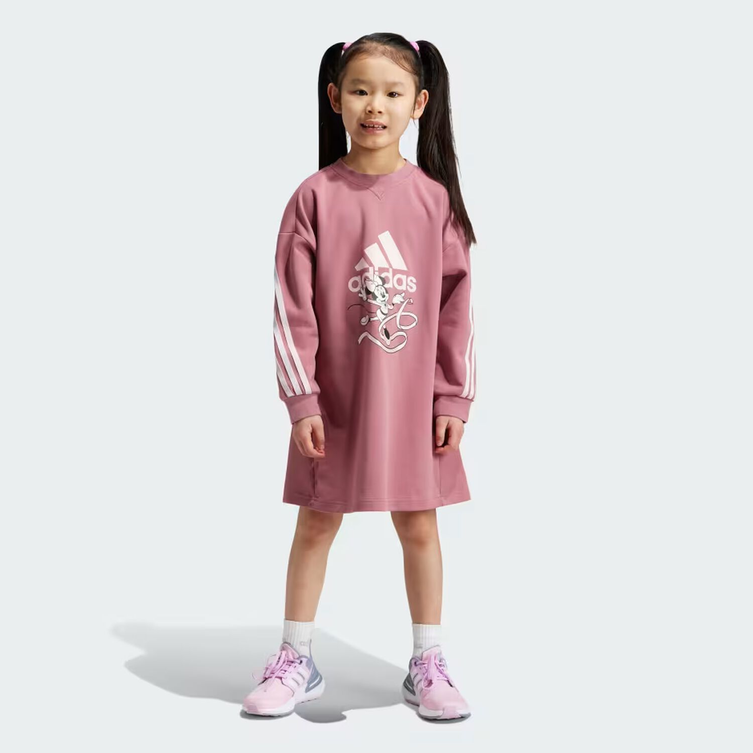 Girls Pink Minnie Mouse Logo Sweatshirt Dress, 1, hi-res