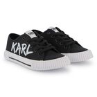 Boys Black & White Logo Trainers, 1, hi-res