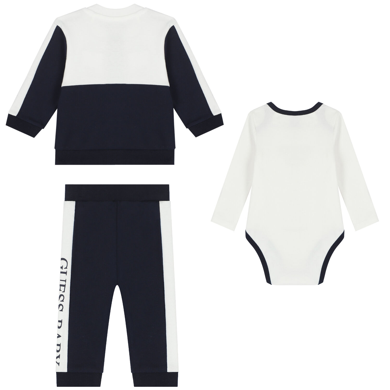 Baby Boys Navy Blue & White Logo Tracksuit Set, 3, hi-res