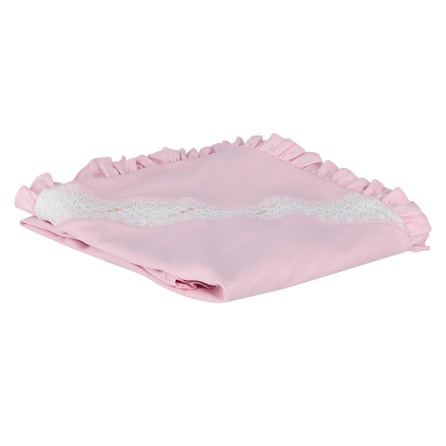 Baby Girls Pink Smocked Receiving Blanket, 1, hi-res