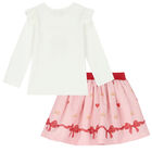 Girls Ivory & Pink Skirt Set, 1, hi-res