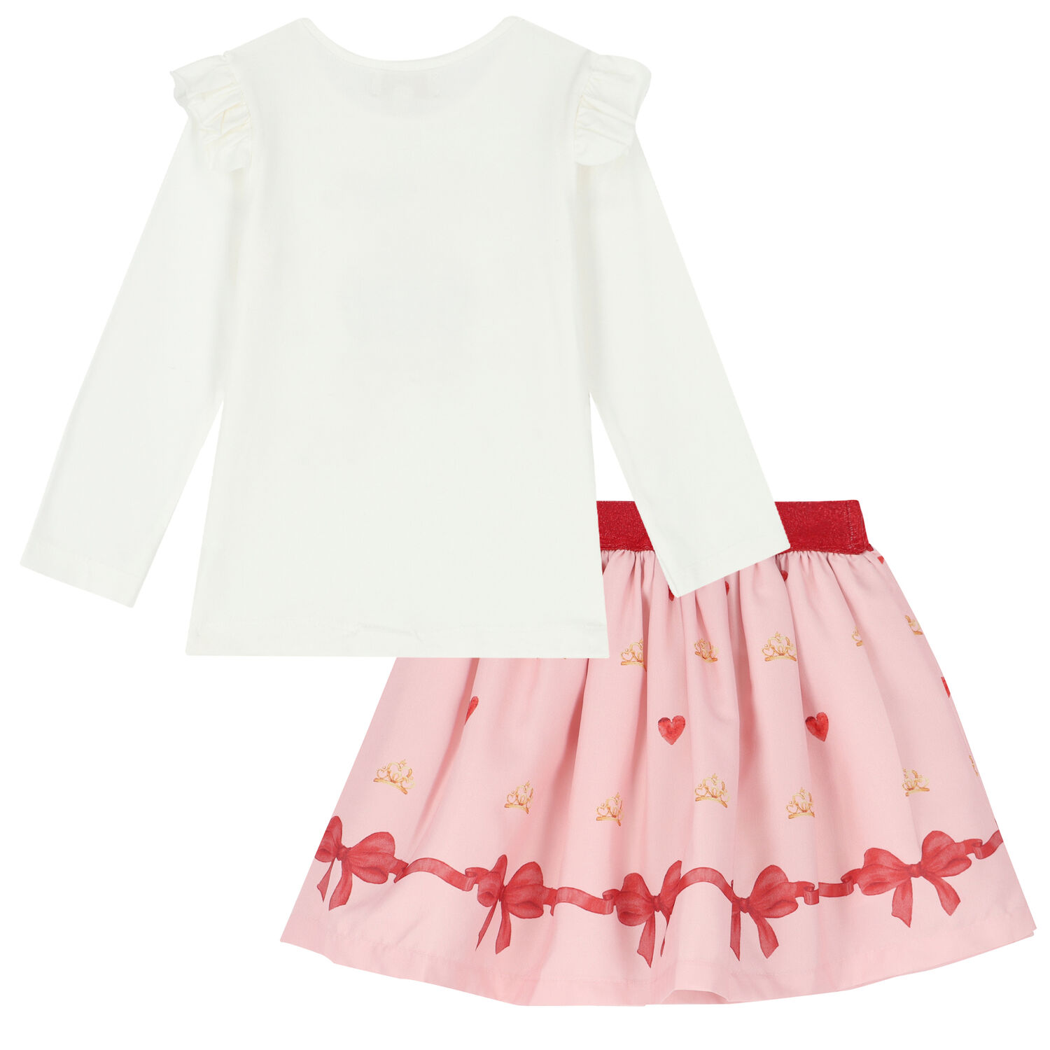 Girls Ivory & Pink Skirt Set, 1, hi-res
