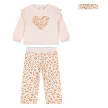 Younger Girls Pink Heart Leggings Set