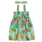 Girls Aqua Floral Dress Set, 3, hi-res