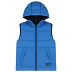 Boys Navy Blue & Blue Reversible Padded Gilet, 1, hi-res