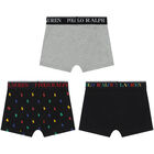 Boys Black & Grey Logo Boxer Shorts (3-Pack), 1, hi-res
