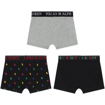 Boys Black & Grey Logo Boxer Shorts (3-Pack)