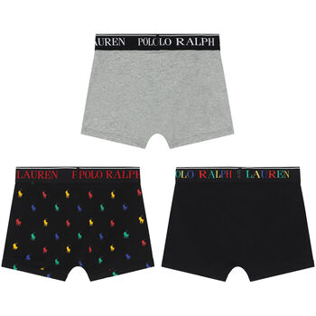 Boys Black & Grey Logo Boxer Shorts (3-Pack)