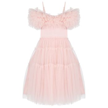 Girls Pink Ruffled Tulle Dress
