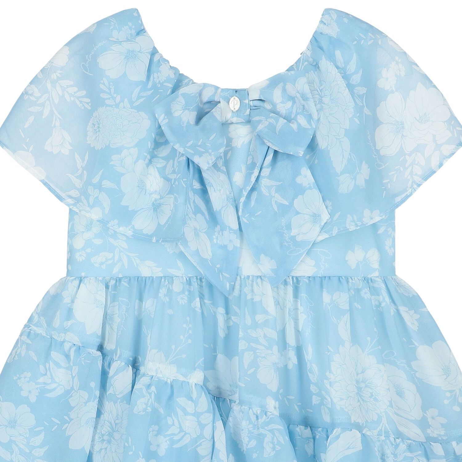 Girls Blue & White Floral Dress, 1, hi-res