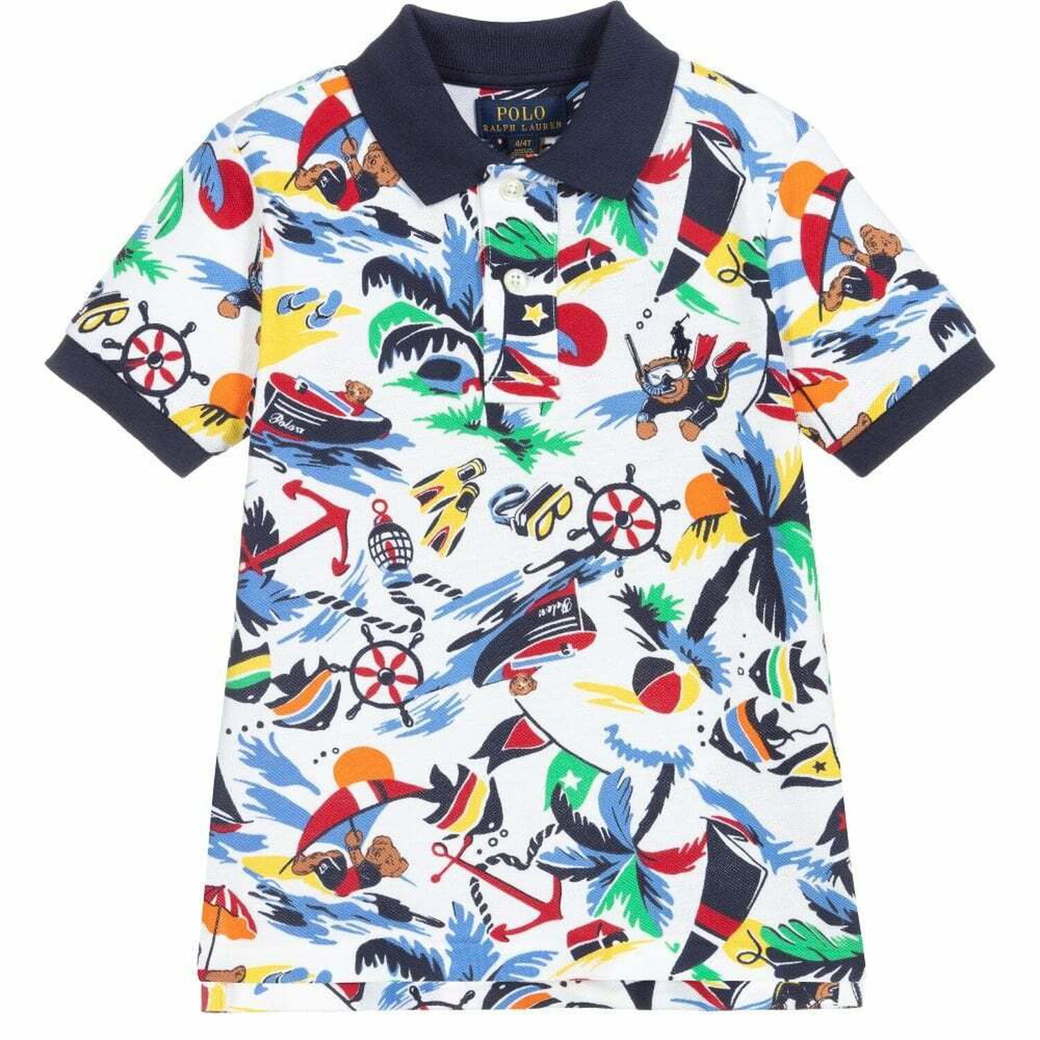 Boys White Cotton Polo Shirt, 1, hi-res