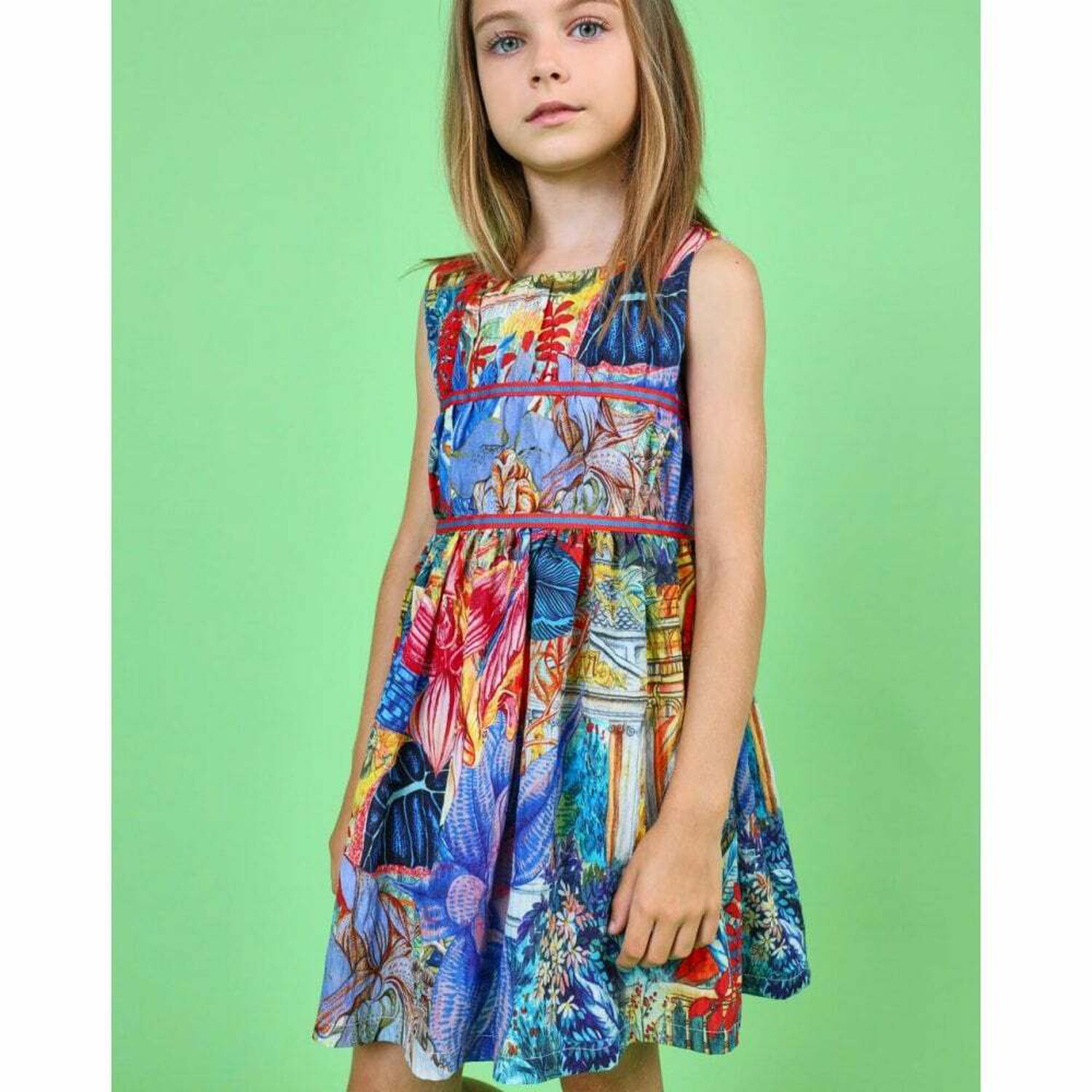 Girls Multi Coloured Printed Dress, 1, hi-res image number null