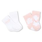 Baby Girls White & Pink Logo Socks ( 2-Pack ), 1, hi-res