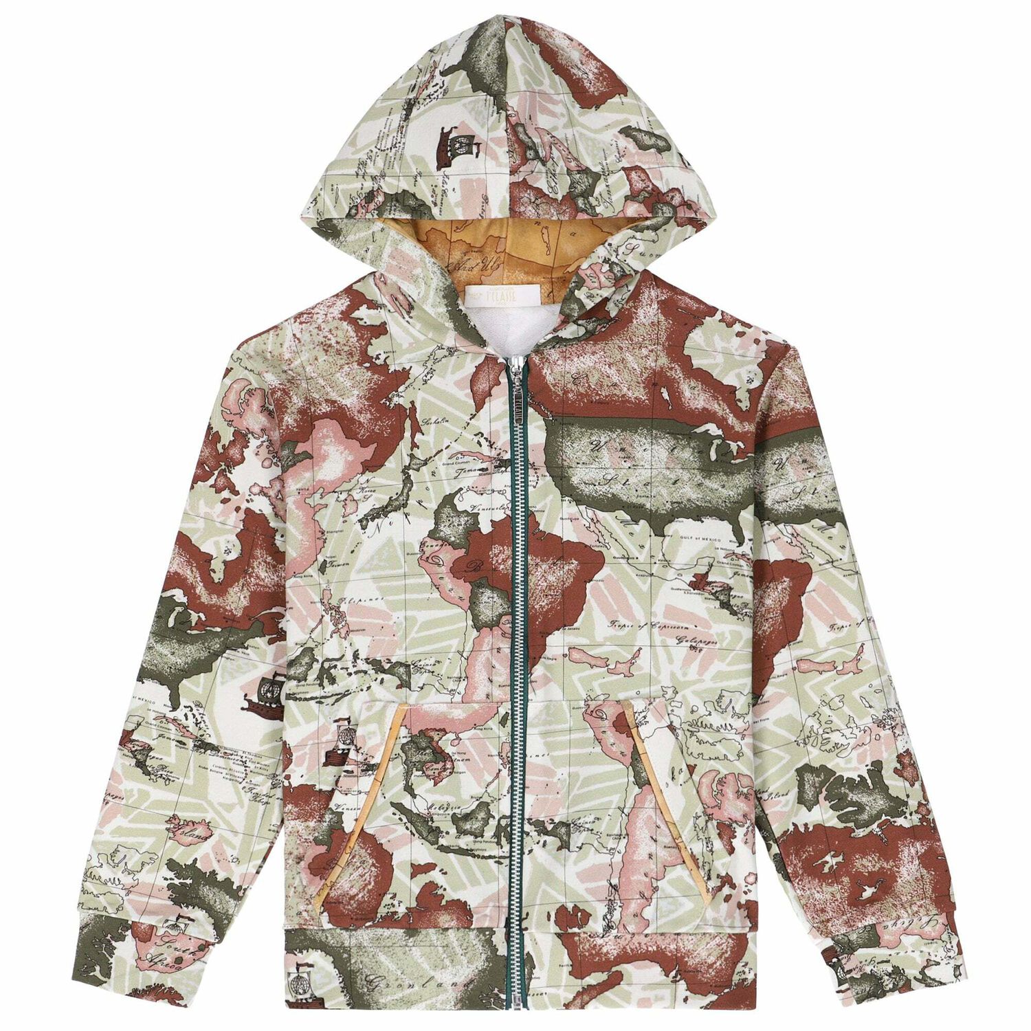 Boys Geo Map Hooded Top, 1, hi-res