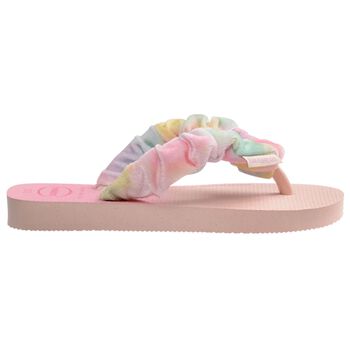 Girls Pink Logo Flip Flops