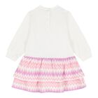 Younger Girls White & Pink Zigzag Logo Dress, 1, hi-res