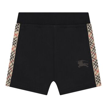 Baby Boys Black & Beige Check Shorts