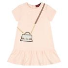 Younger Girls Pink Faux Fur Bag Logo Dress, 1, hi-res
