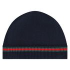 Baby Boys Navy Blue Web Stripe Romper & Hat Set, 1, hi-res