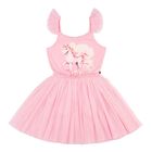 Girls Pink Unicorn Tulle Dress, 1, hi-res