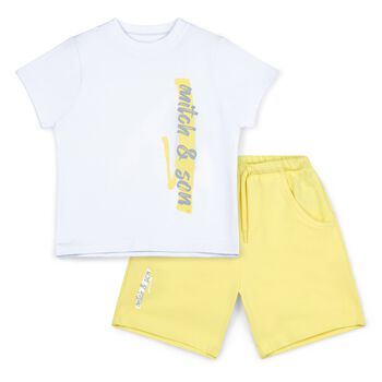 Boys White & Yellow Shorts Set