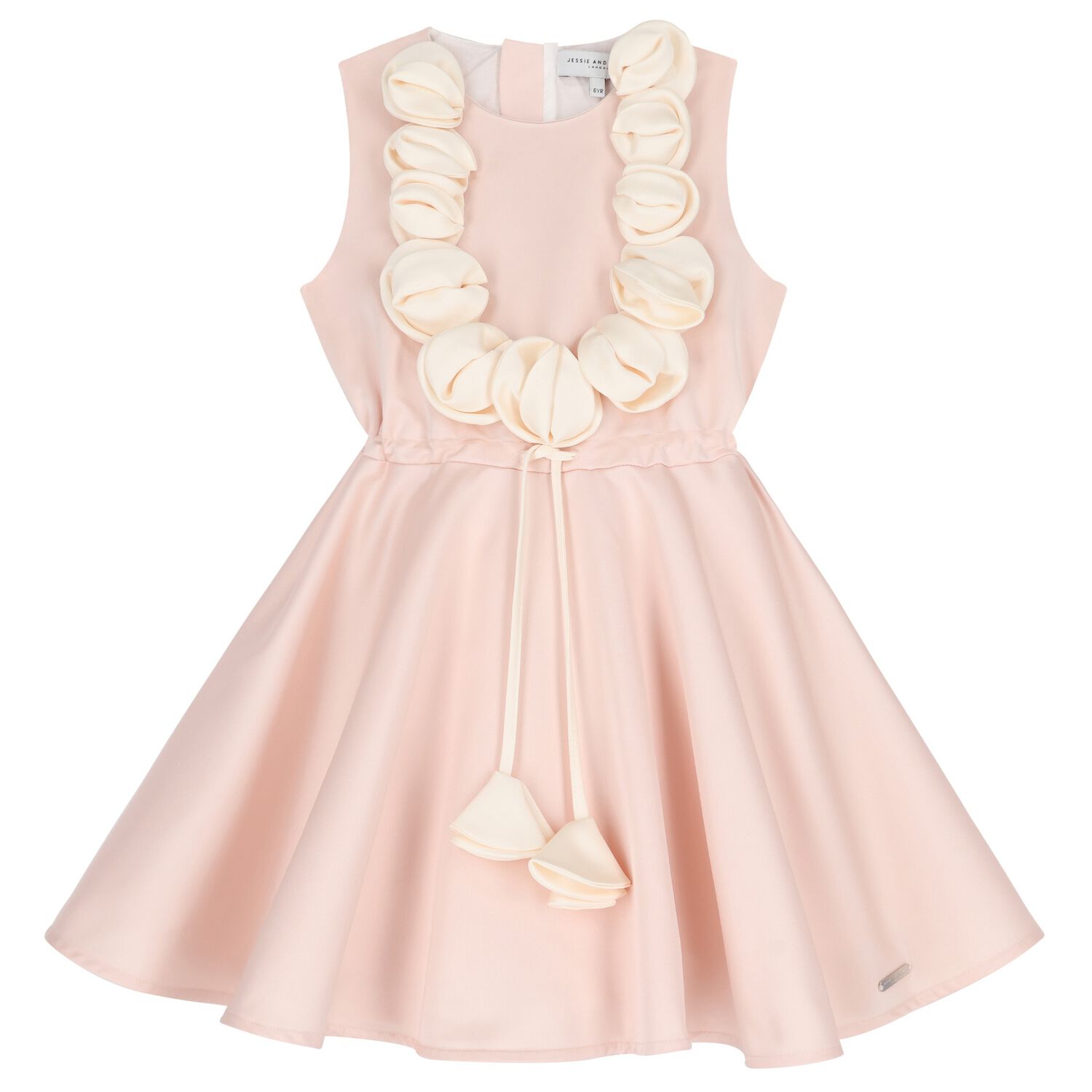 Girls Pink Flower Satin Dress, 1, hi-res image number null
