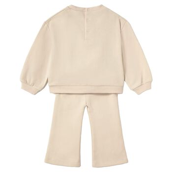 Younger Girls Beige Dog Tracksuit