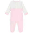 White & Pink Logo Babygrow, 22, hi-res