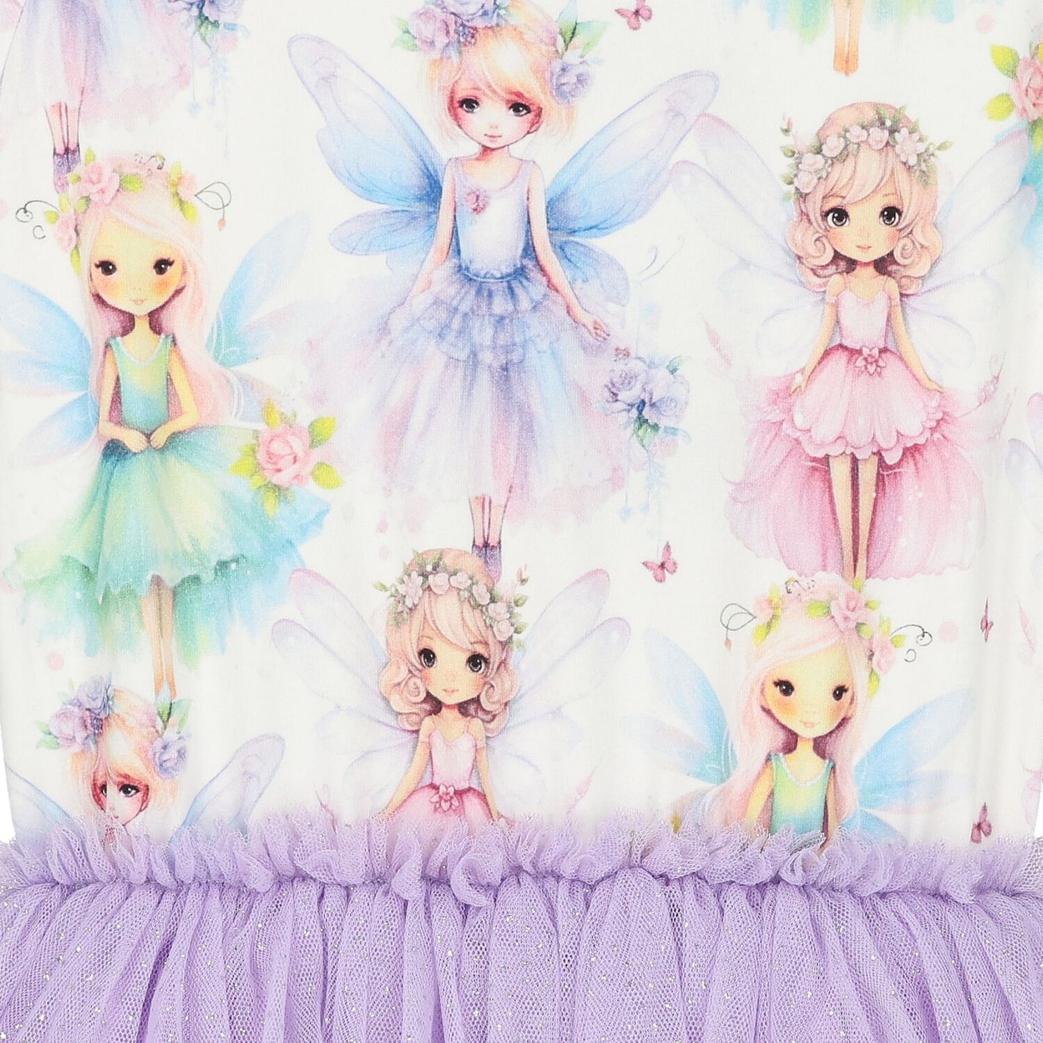 Girls Ivory & Purple Tulle Dress, 1, hi-res image number null