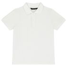 Boys White Logo Polo Shirt, 1, hi-res