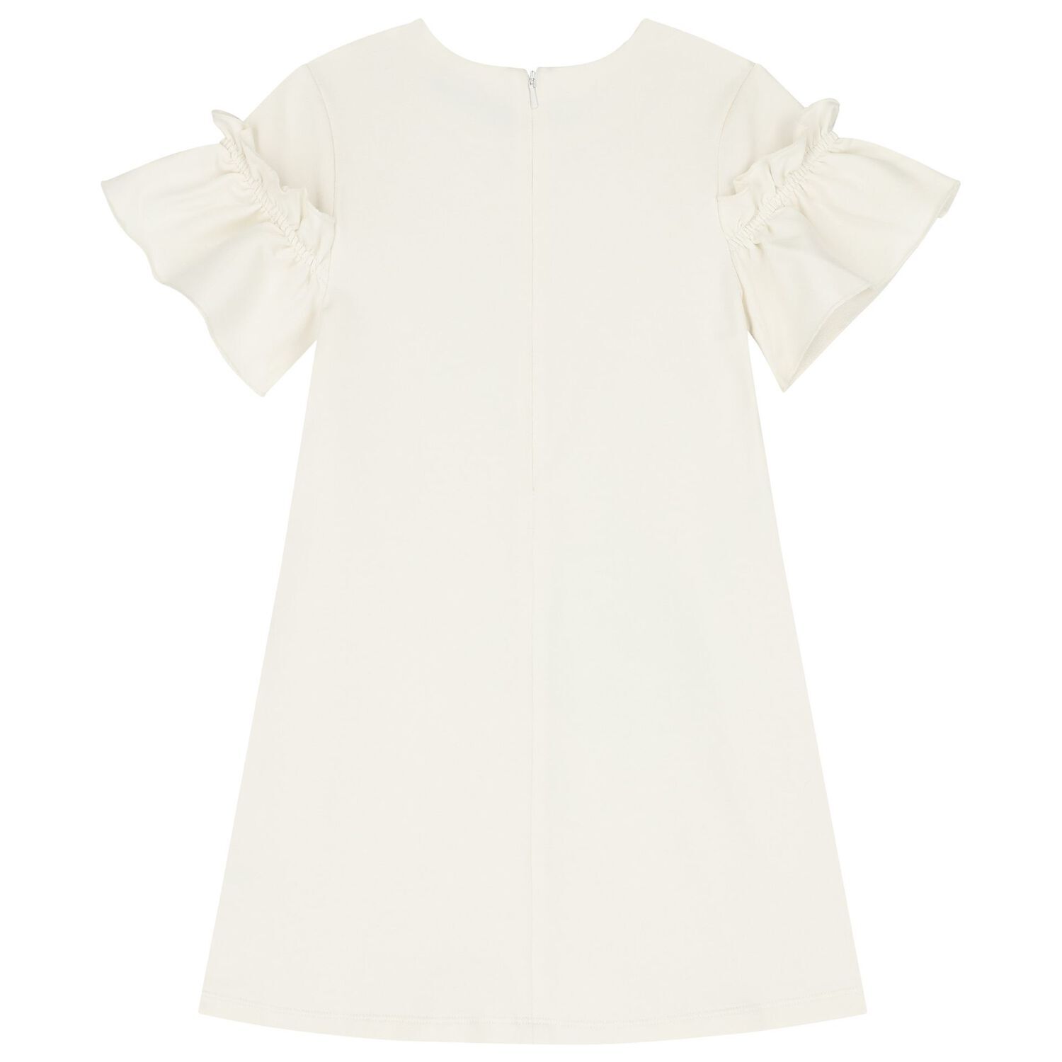 Girls Ivory Bag Ruffle Dress, 1, hi-res
