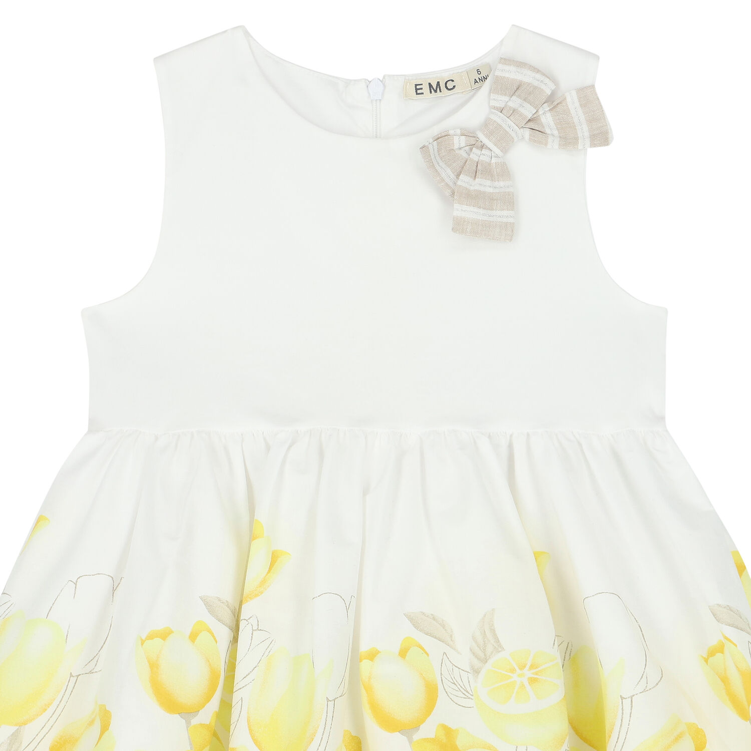 Girls White & Yellow Floral Dress, 1, hi-res