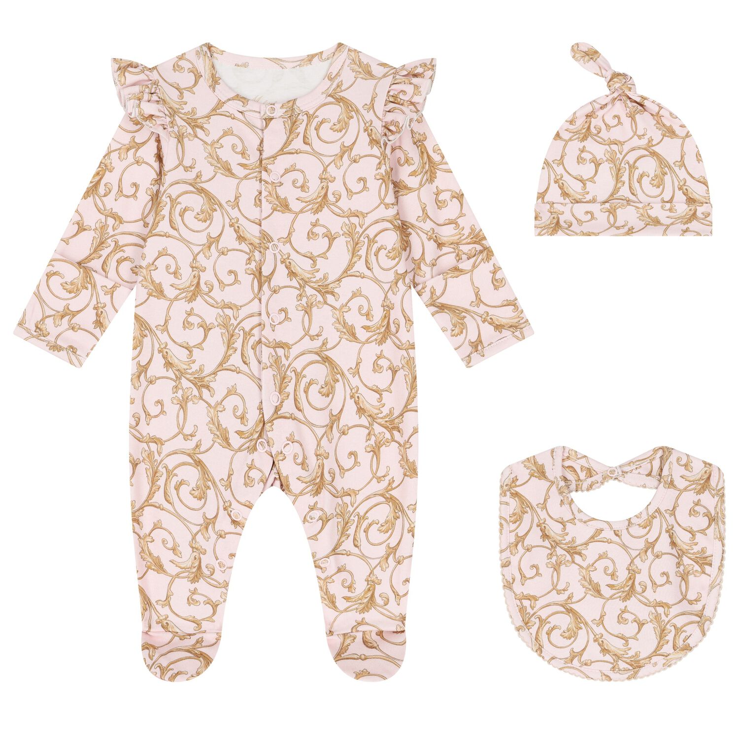 Baby Girls Pink & Gold Babygrow Gift Set (3 Piece), 1, hi-res image number null