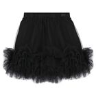 Girls Black Tulle Ruffle Skirt, 1, hi-res