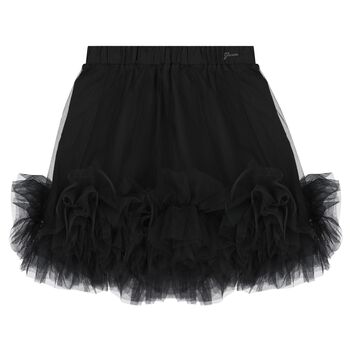 Girls Black Tulle Ruffle Skirt