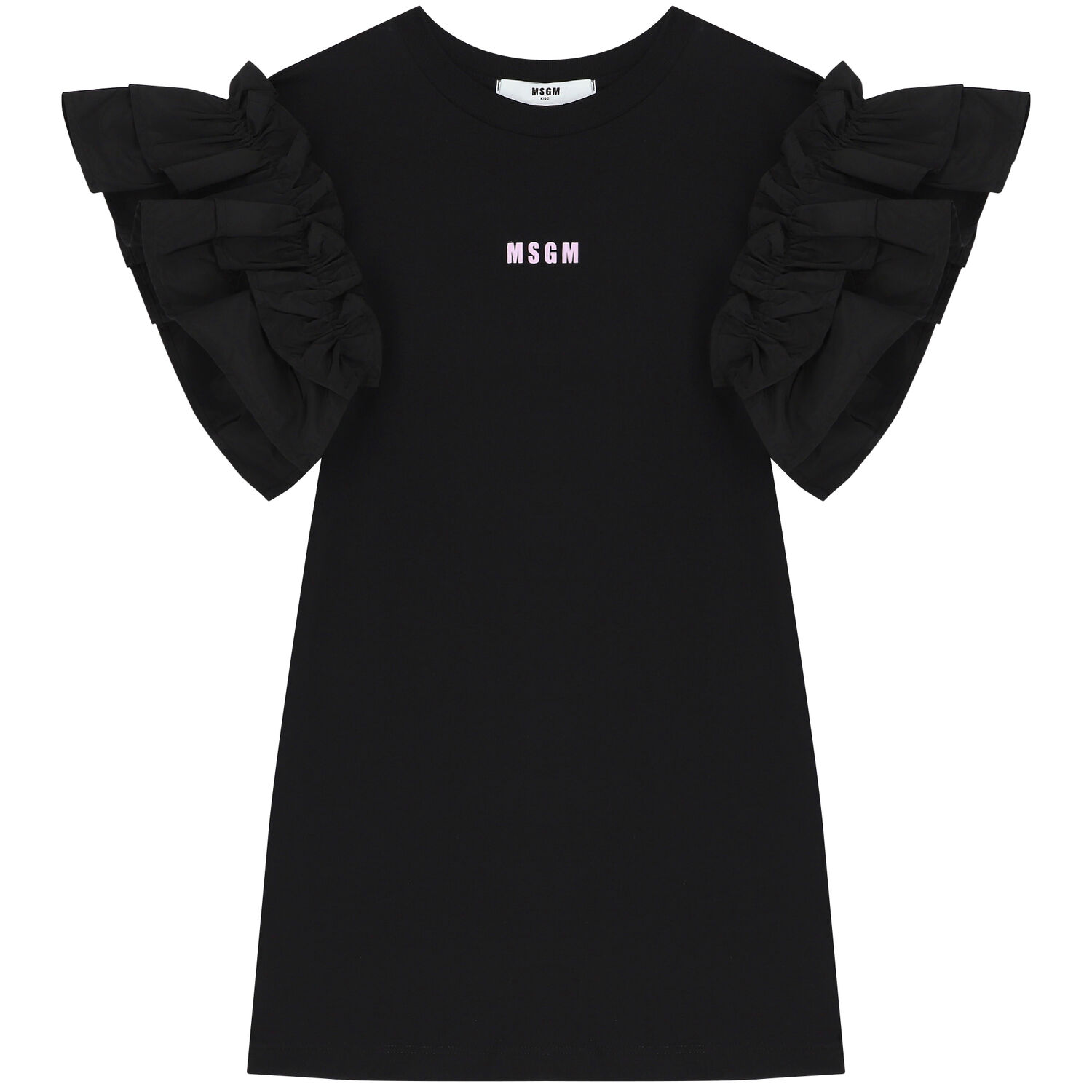 Girls Black Logo Dress, 1, hi-res