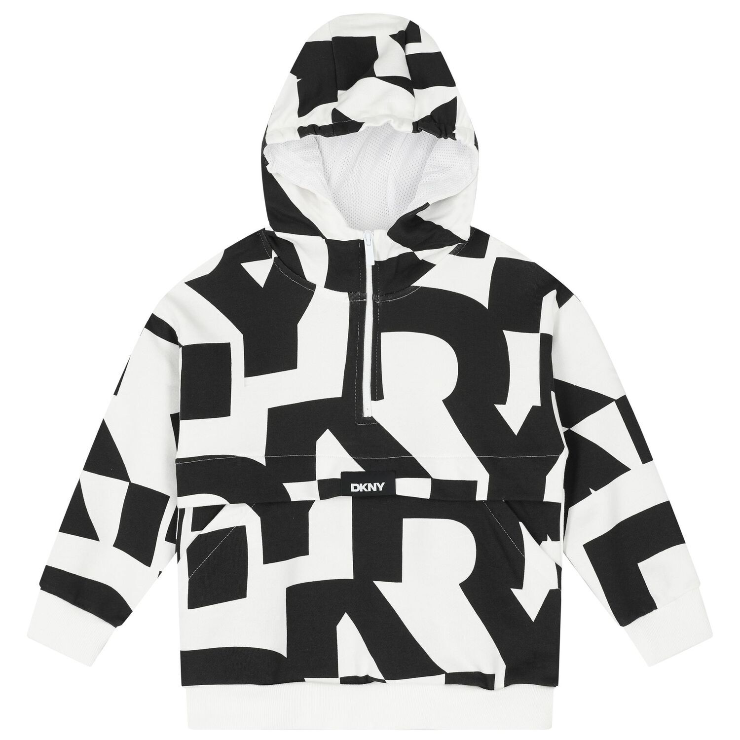 White & Black Logo Hooded Top, 1, hi-res