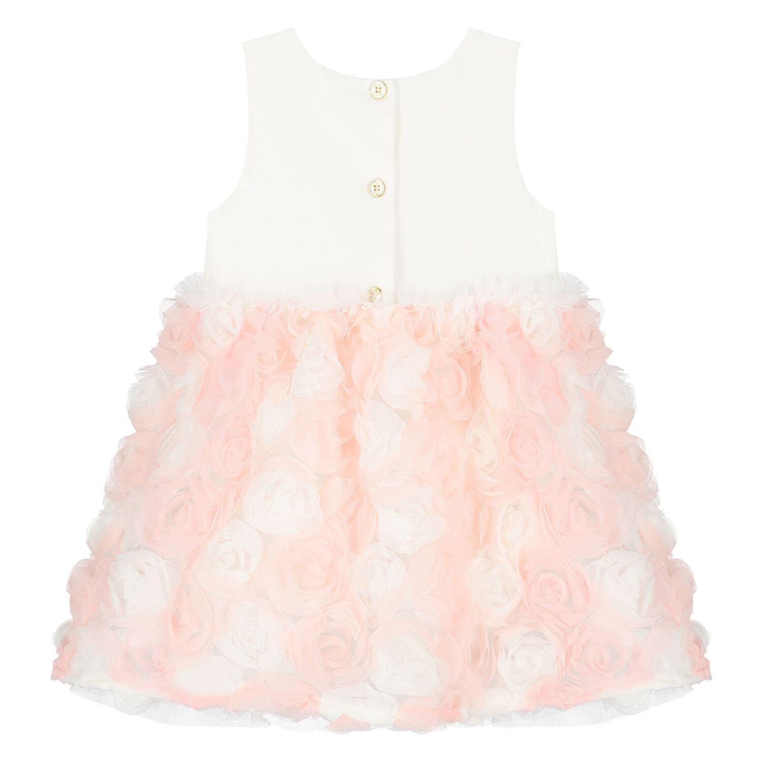 Baby Girls Ivory & Pink Roses Tulle Dress, 2, hi-res