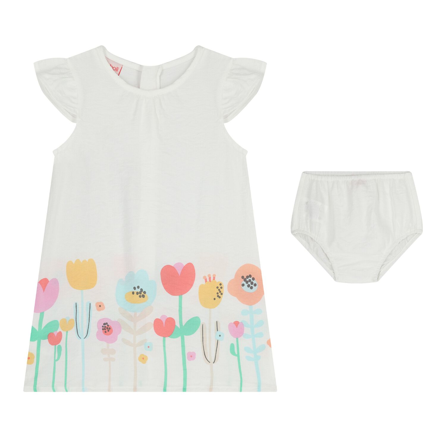 Baby Girls White Floral Dress Set, 1, hi-res