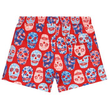 Boys Red Skulls Swim Shorts