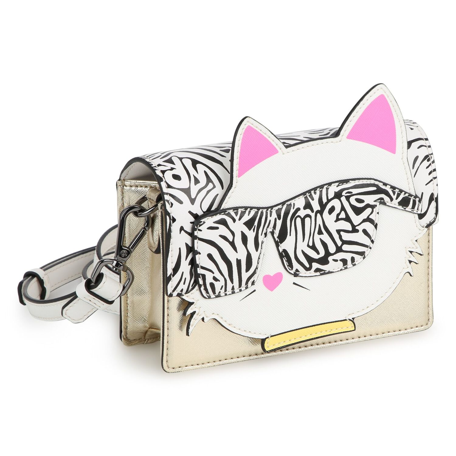Girls White & Gold Choupette Handbag, 1, hi-res