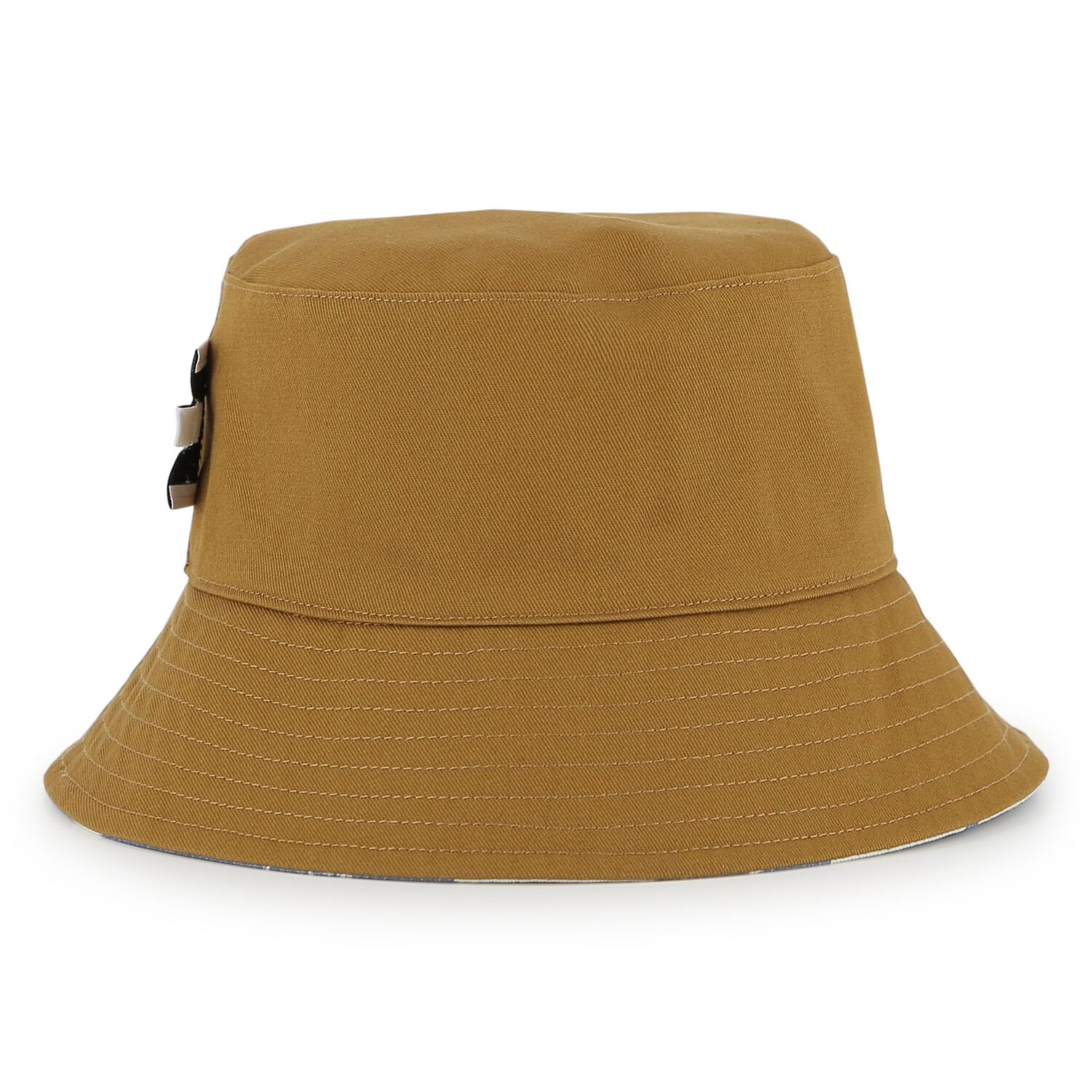 Boys Blue Check & Beige Reversible Hat, 1, hi-res