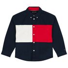 Boys Navy Blue, Red & White Logo Shirt, 1, hi-res