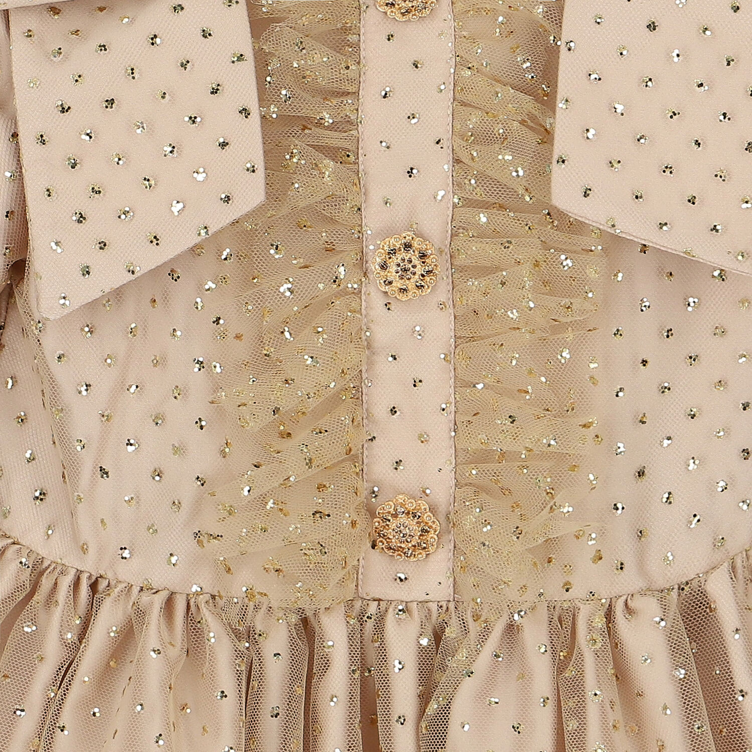 Girls Gold Glitter Polka Dot Dress, 1, hi-res